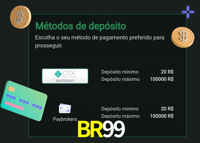 O cassino BR99 oferece uma grande variedade de métodos de pagamento